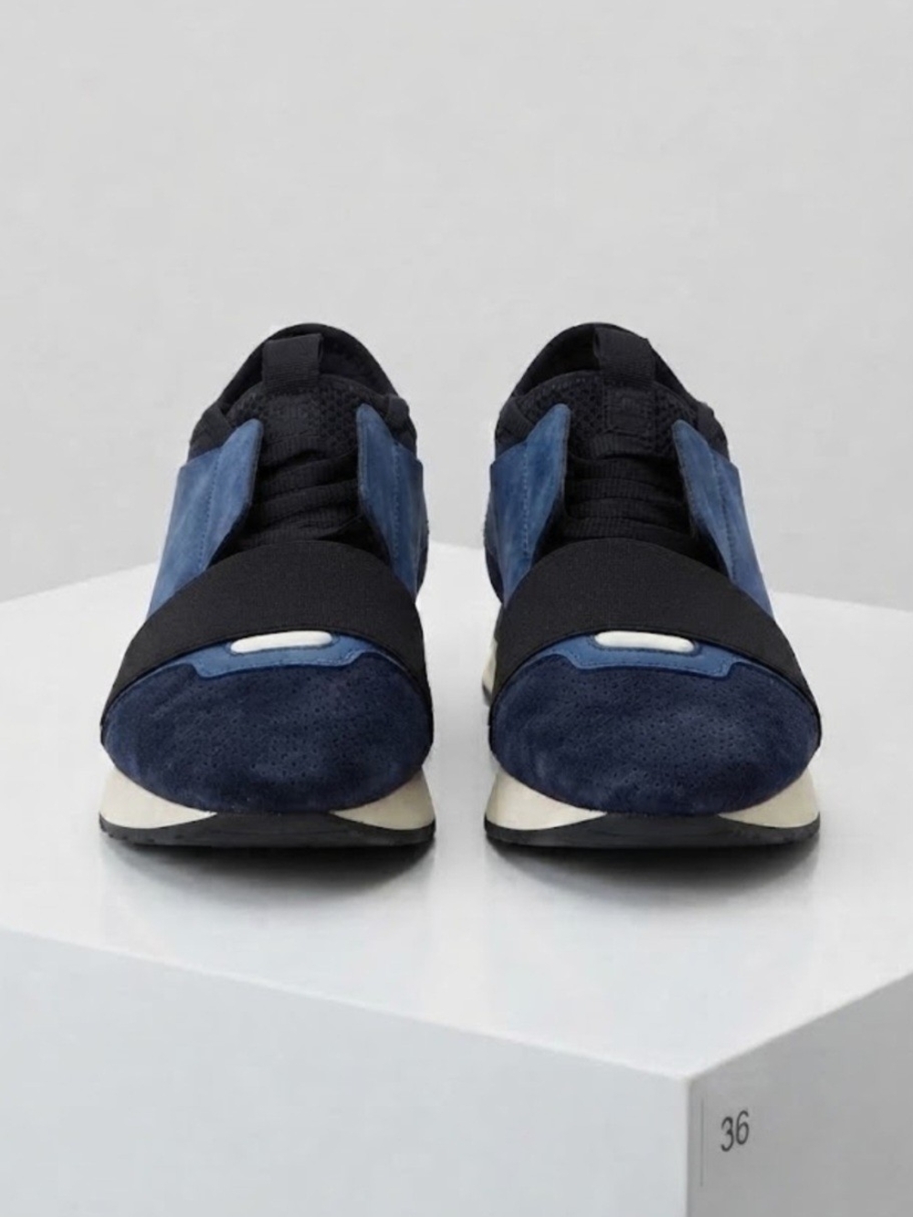 Balenciaga Luxury Blue & Black Elastic Strap Sneakers Size 36 / US 6